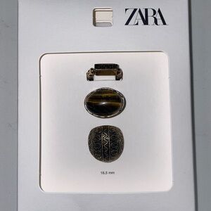 Zara Black, Brown, and Gold Ring Set